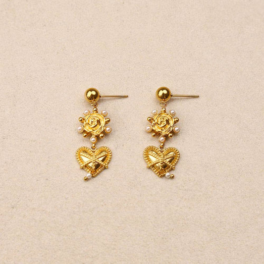 Liorea rose deco heart earrings