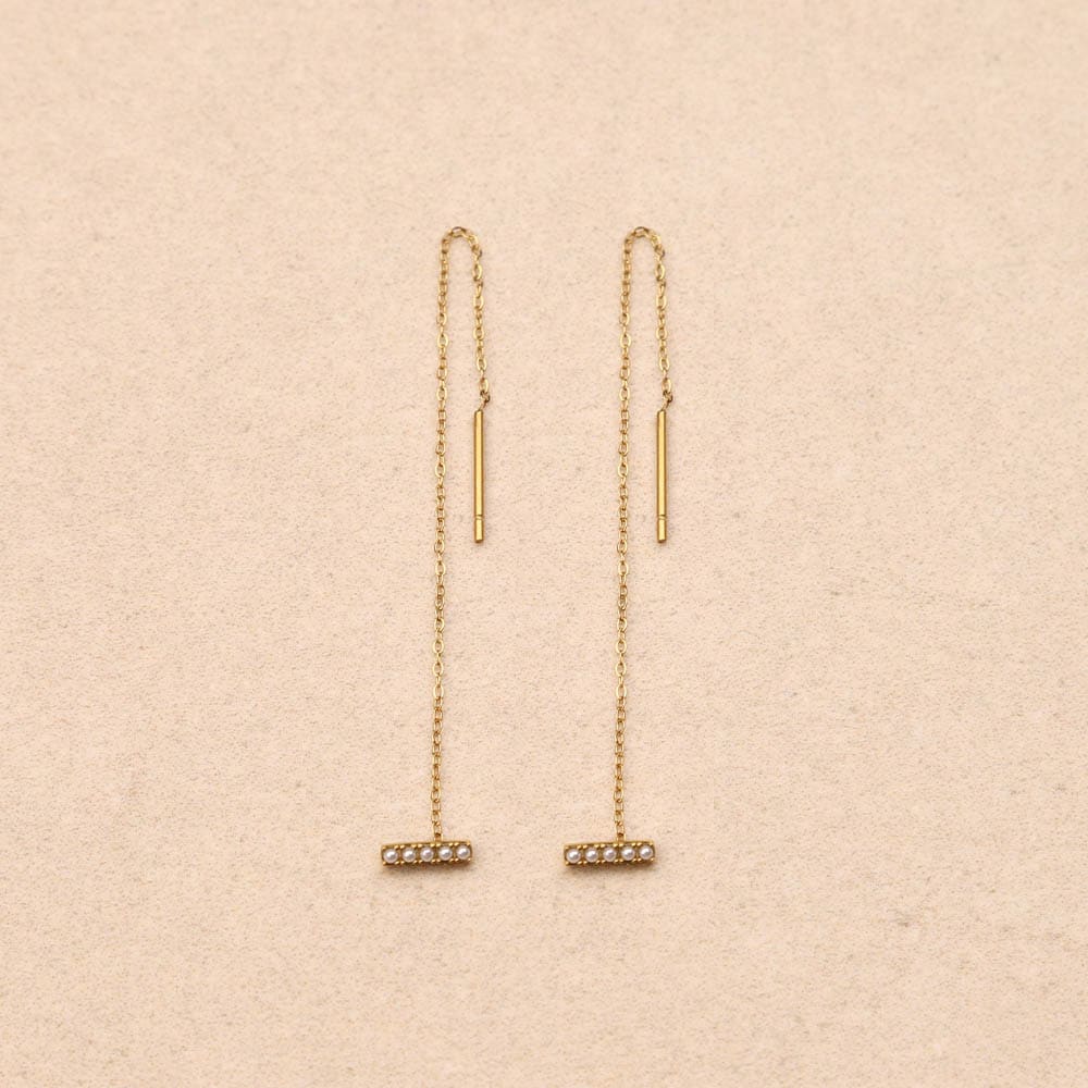 Lyrisse mini pearls Drop Chain Earrings