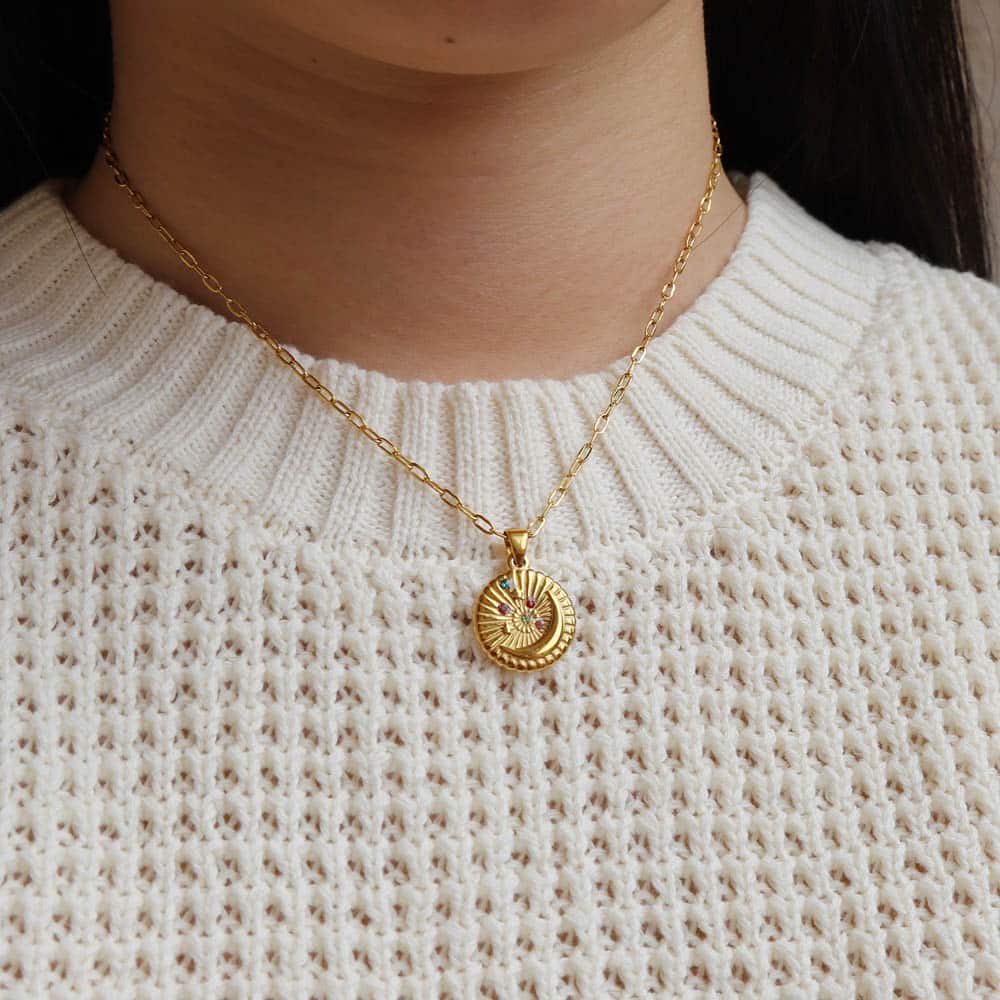 Noelys moon multi-colored rhinestones Necklace