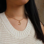 Belor Rhinestones Moon Necklace