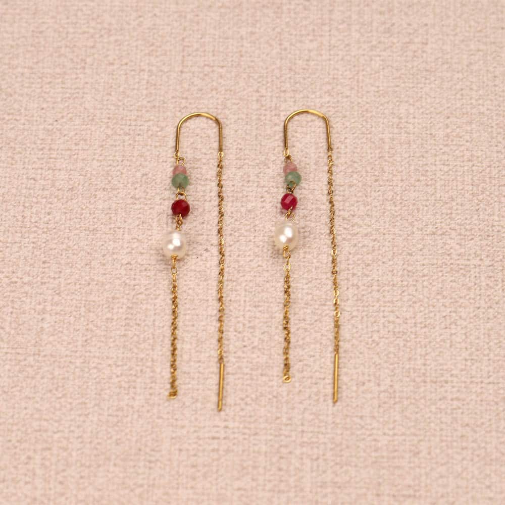 Sephine gems and pearl chain Earrings