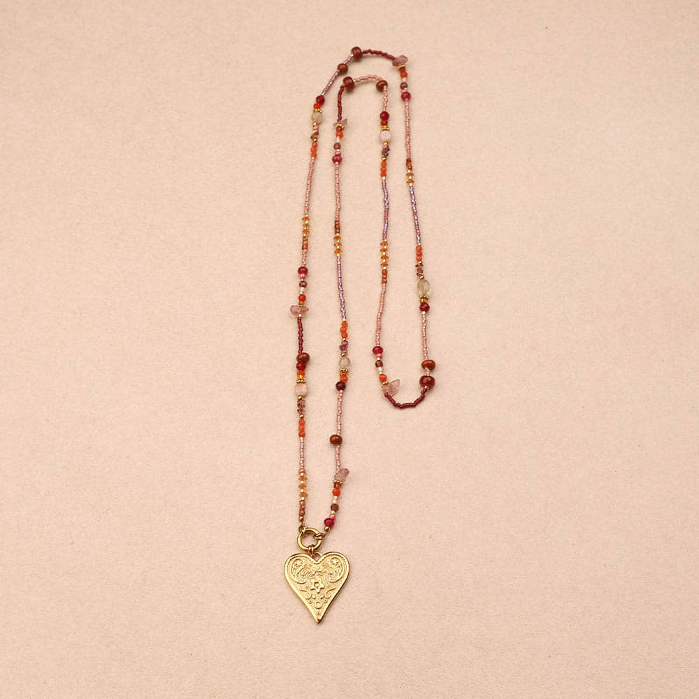 Elora stone raised heart pendant Necklace