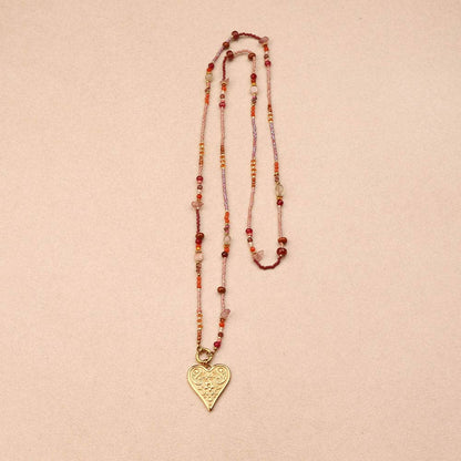 Elora stone raised heart pendant Necklace