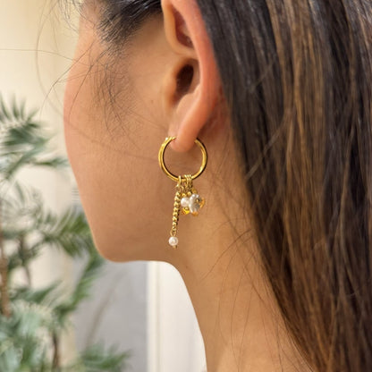 Calixta Creole Flowers Pearl Earrings