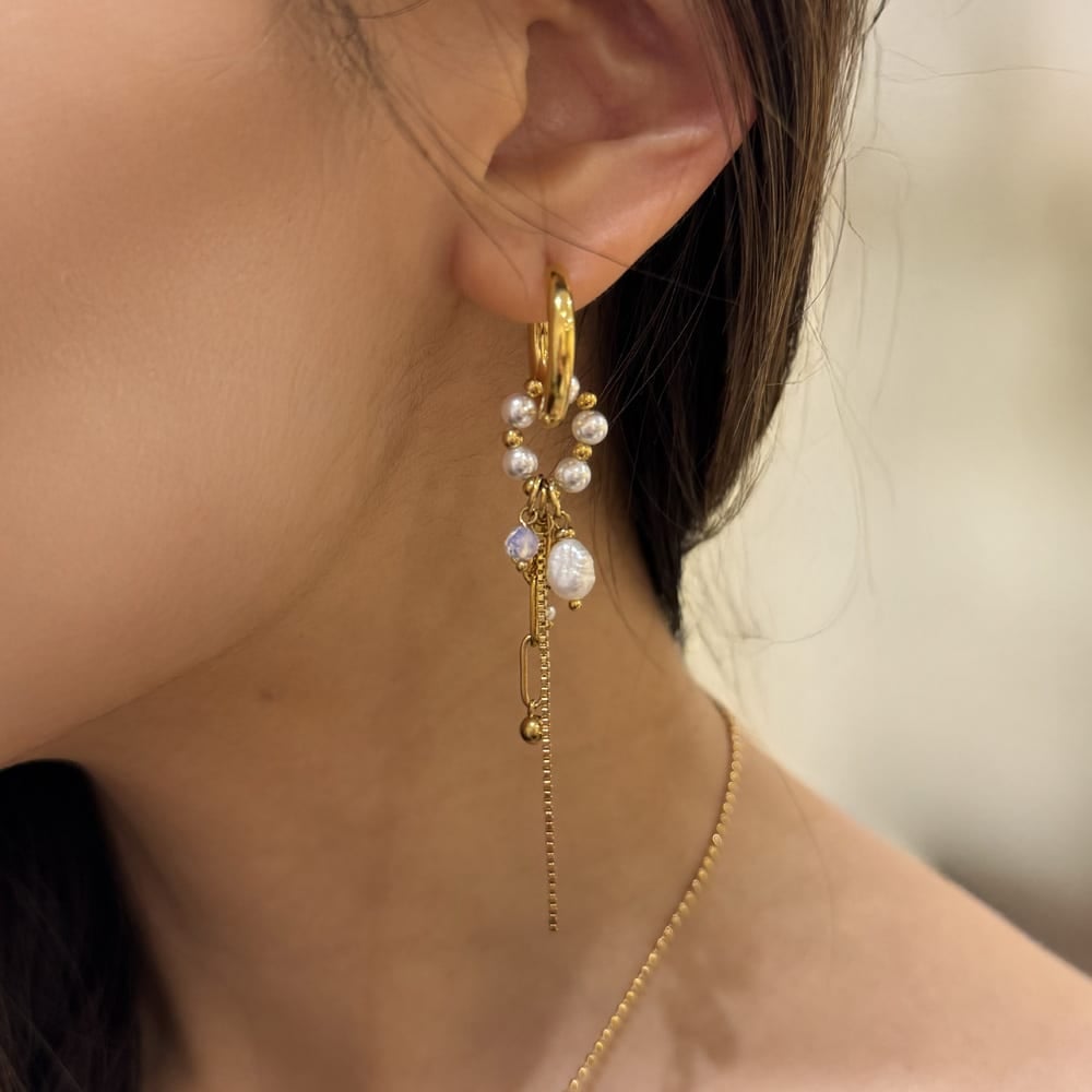 Luminee Pearl Charms Chain Earrings