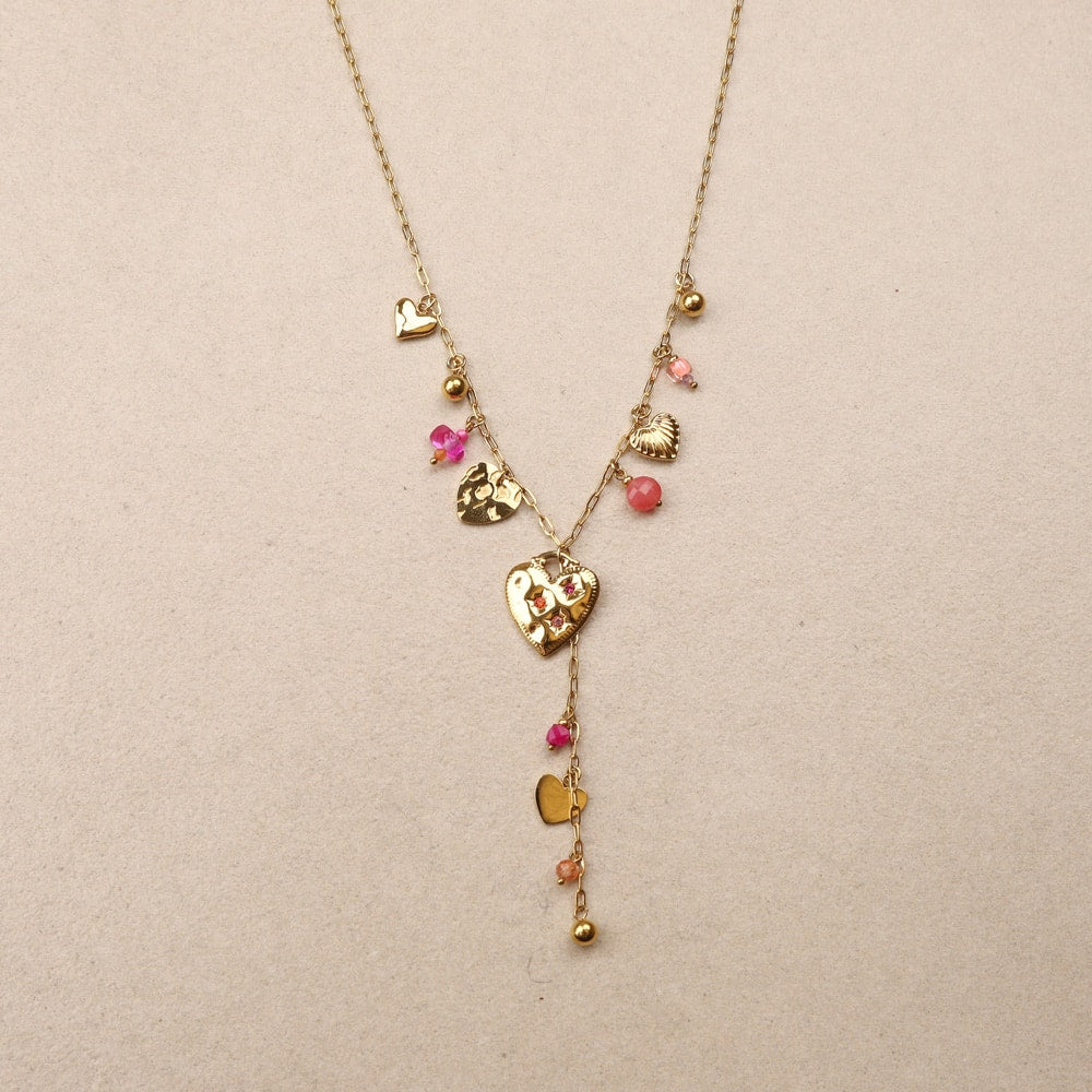 Amalthée Heart Charms Y Necklace