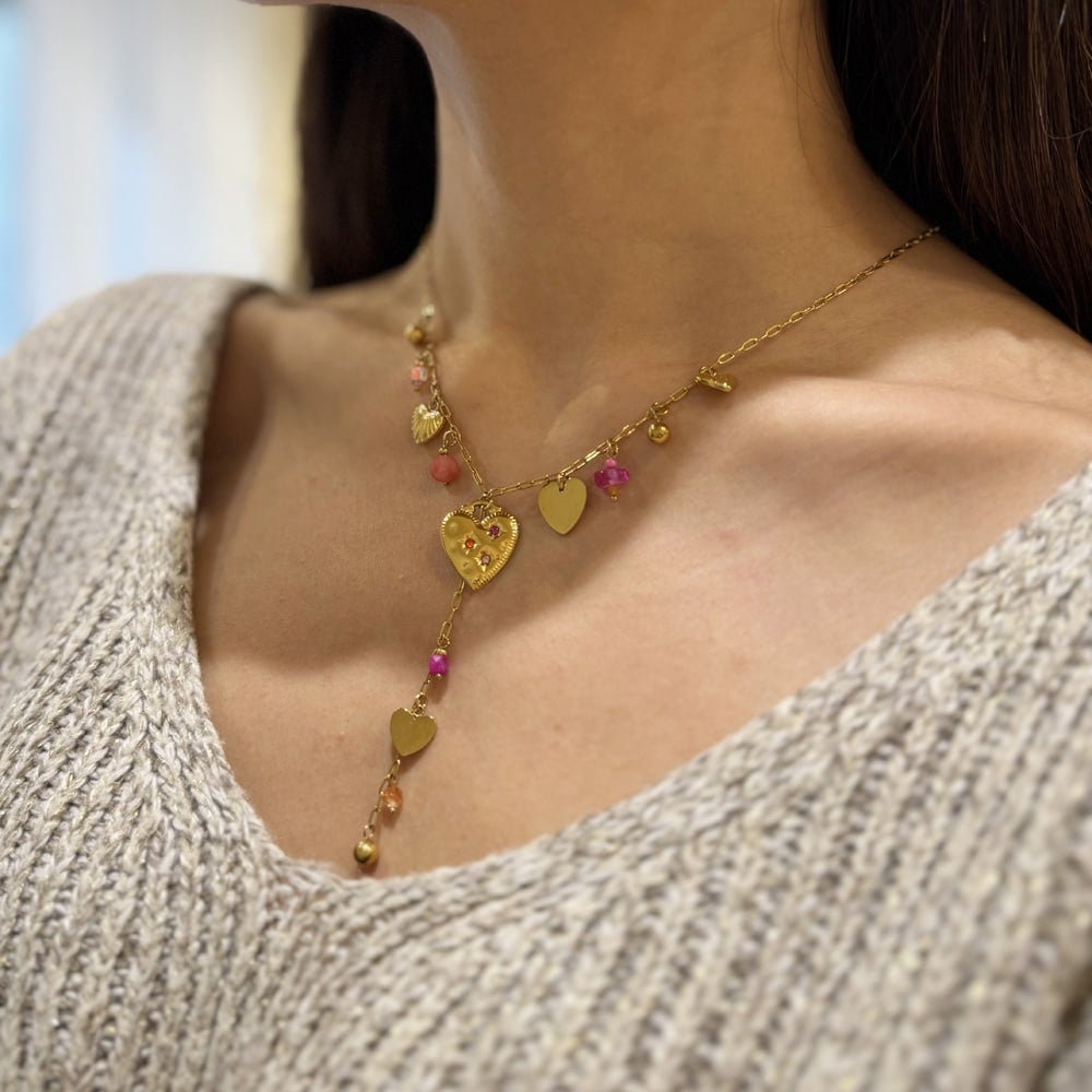 Amalthée Heart Charms Y Necklace