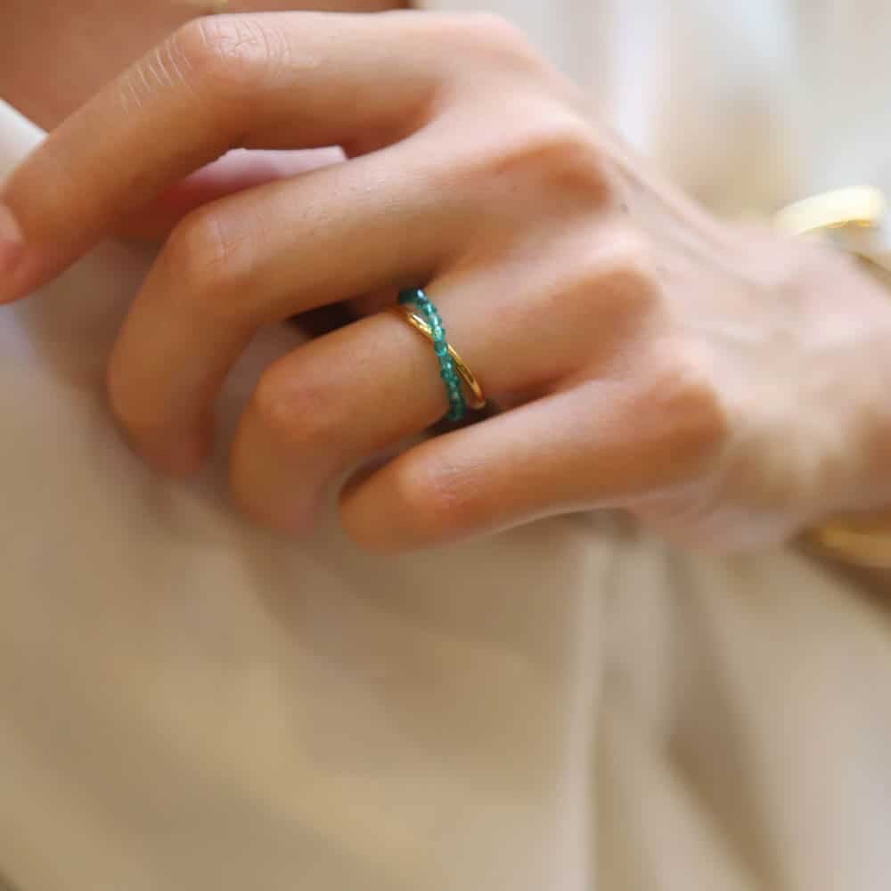 Duolith Gemstones Double-row Ring