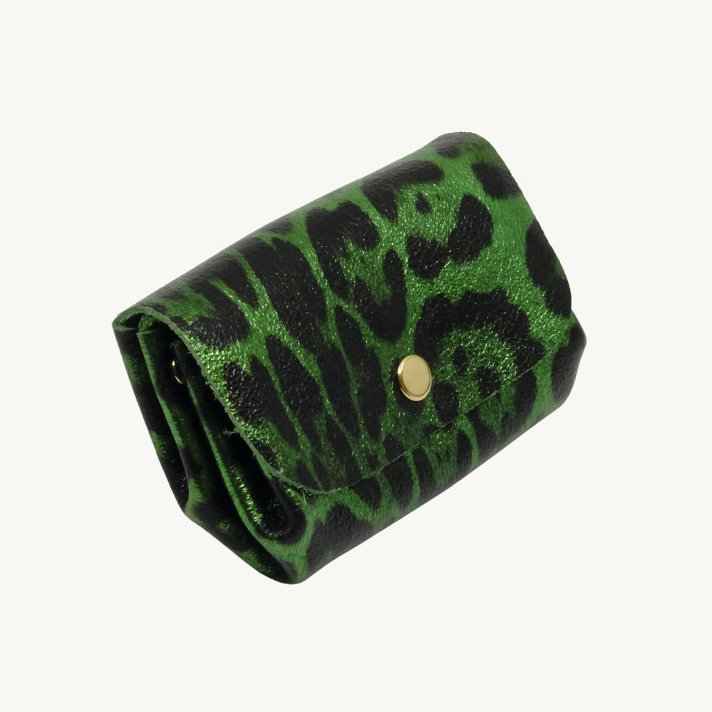 Green Leopard Accordion Wallet