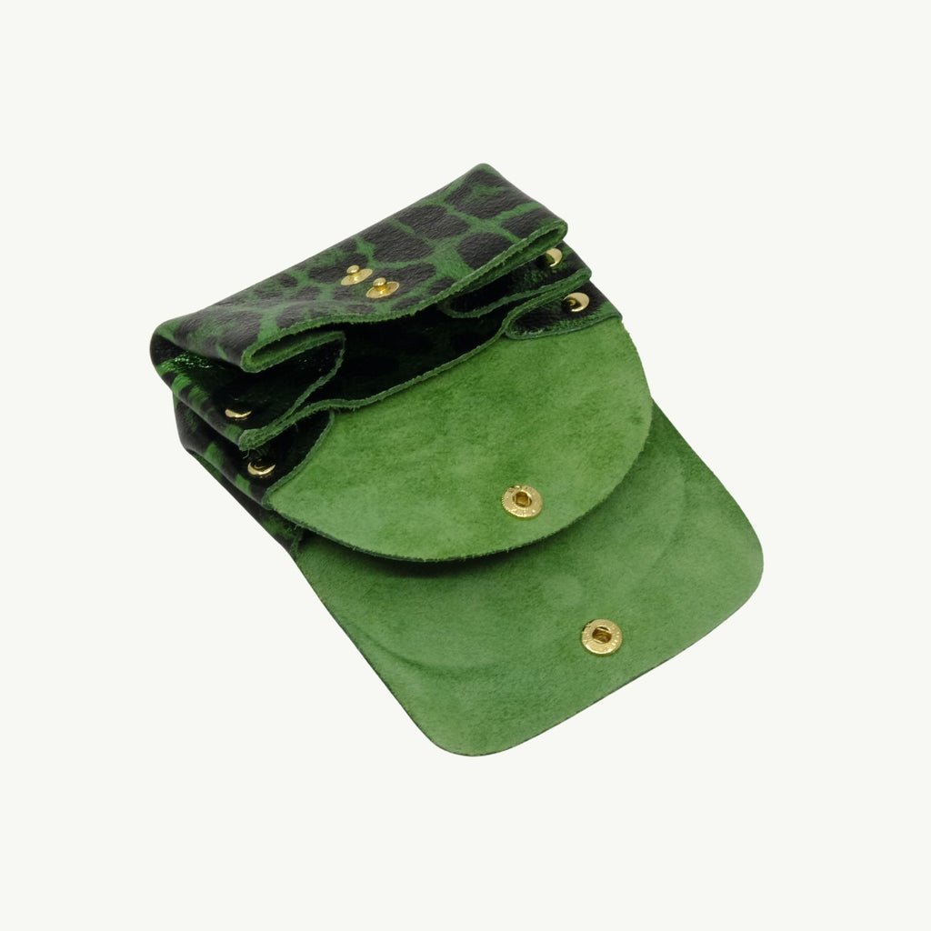 Green Leopard Accordion Wallet