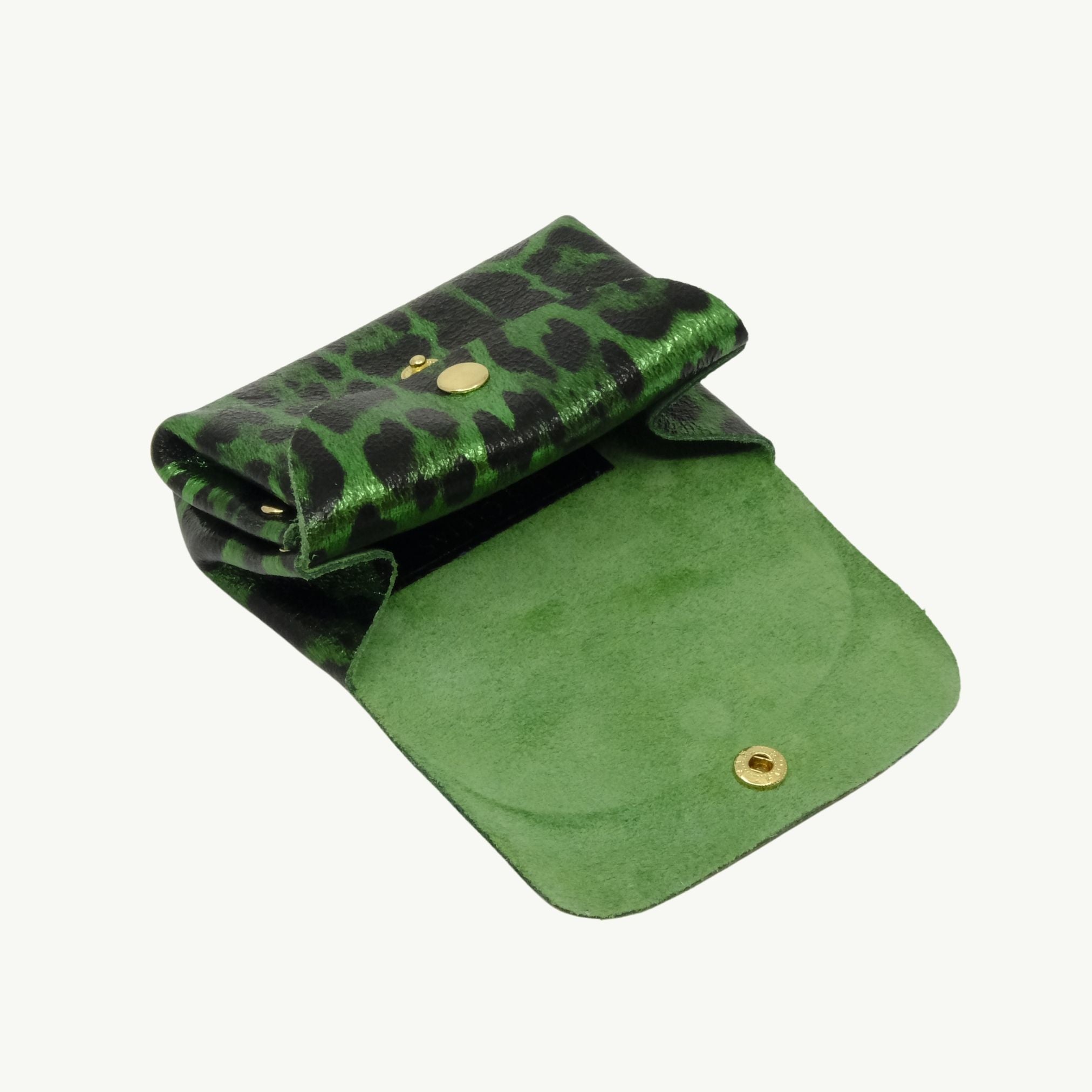Green Leopard Accordion Wallet