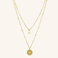 Layered disk-pearl ST Necklace