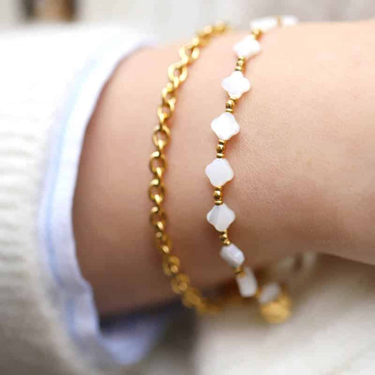 Beata mother of pearl clover elastic Bracelet