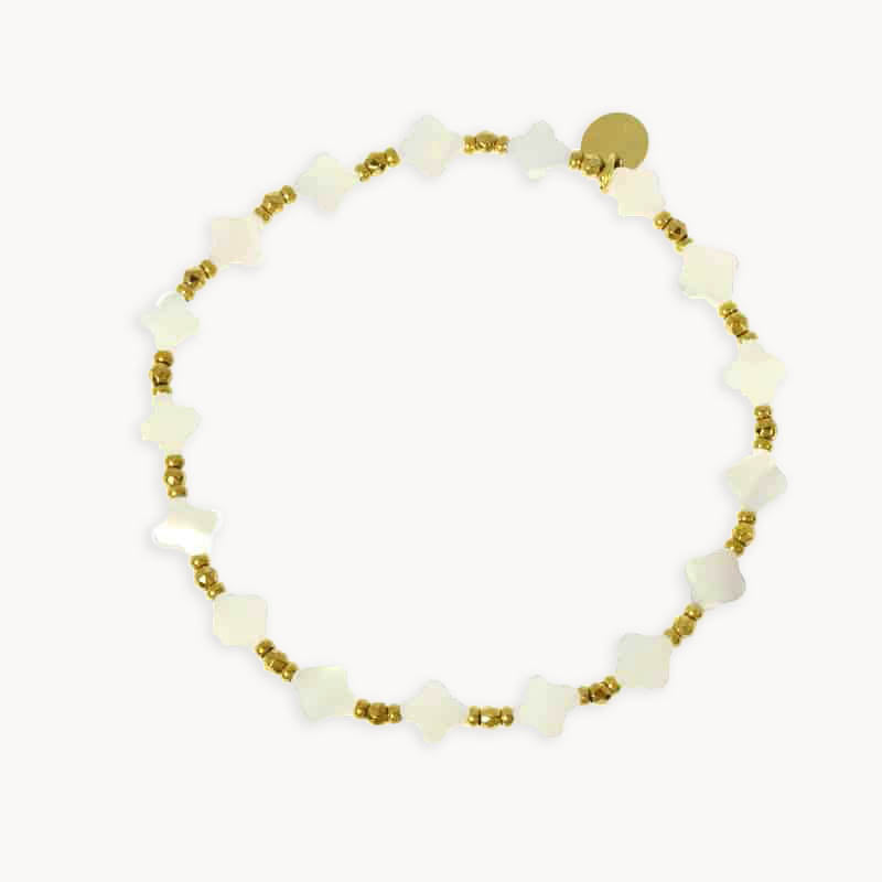 Beata mother of pearl clover elastic Bracelet
