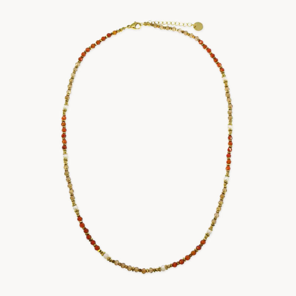 Gersende Crystal Bead Pearl Necklace