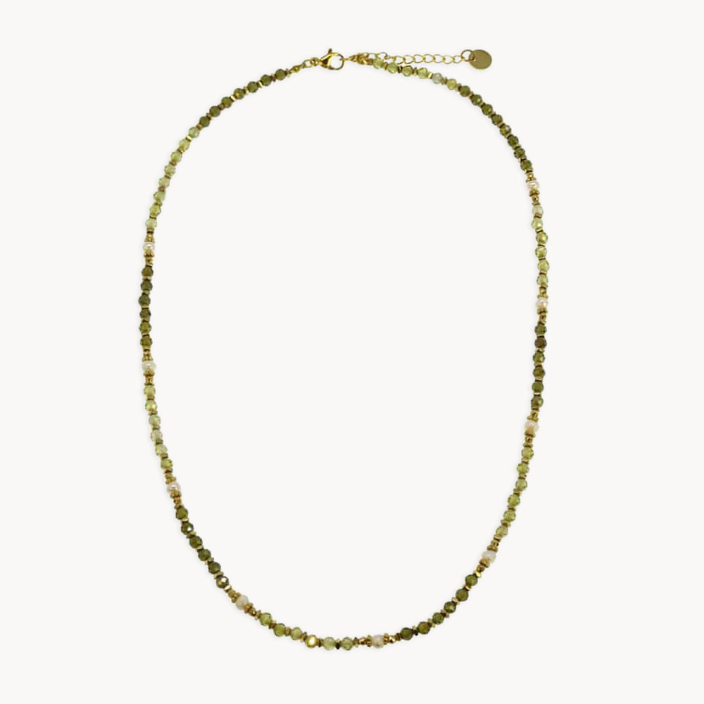 Gersende Crystal Bead Pearl Necklace
