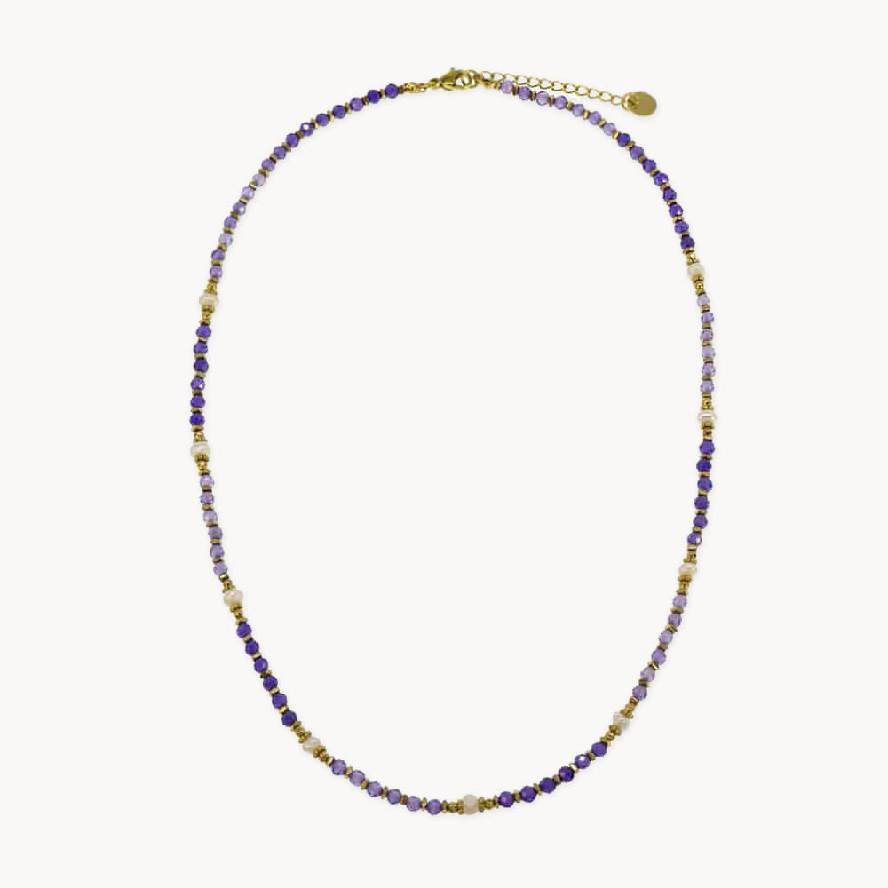 Gersende Crystal Bead Pearl Necklace