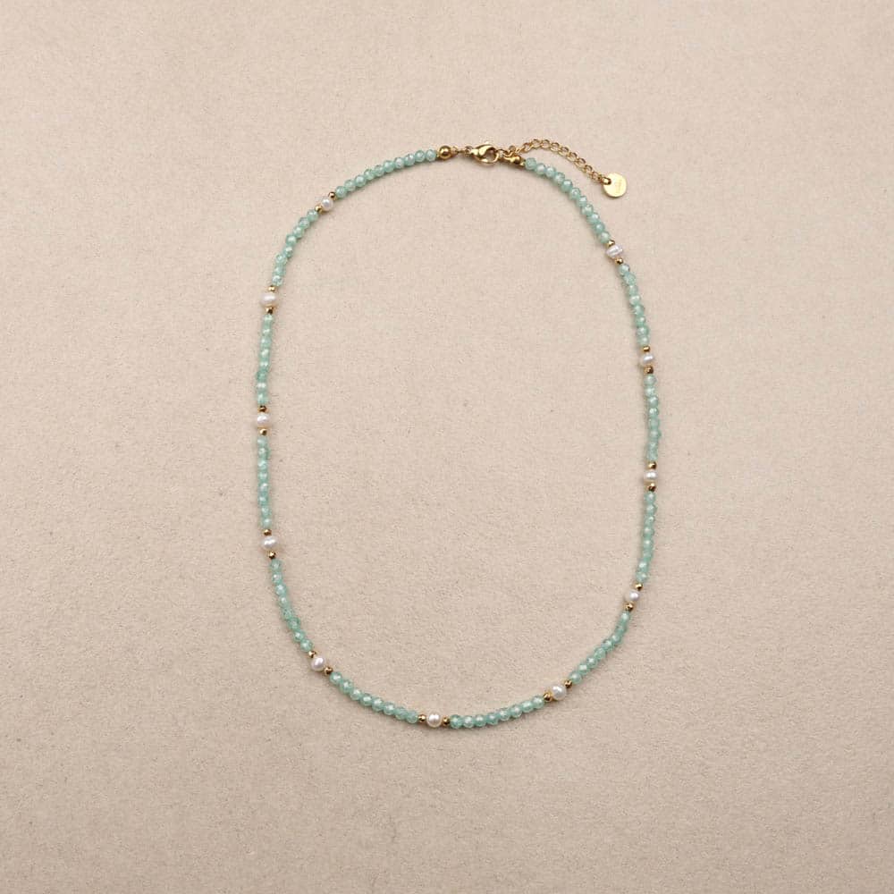 Perlita Crystal Bead Pearl Necklace