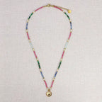 Serava Multicolor Pearl Stone Heart Necklace