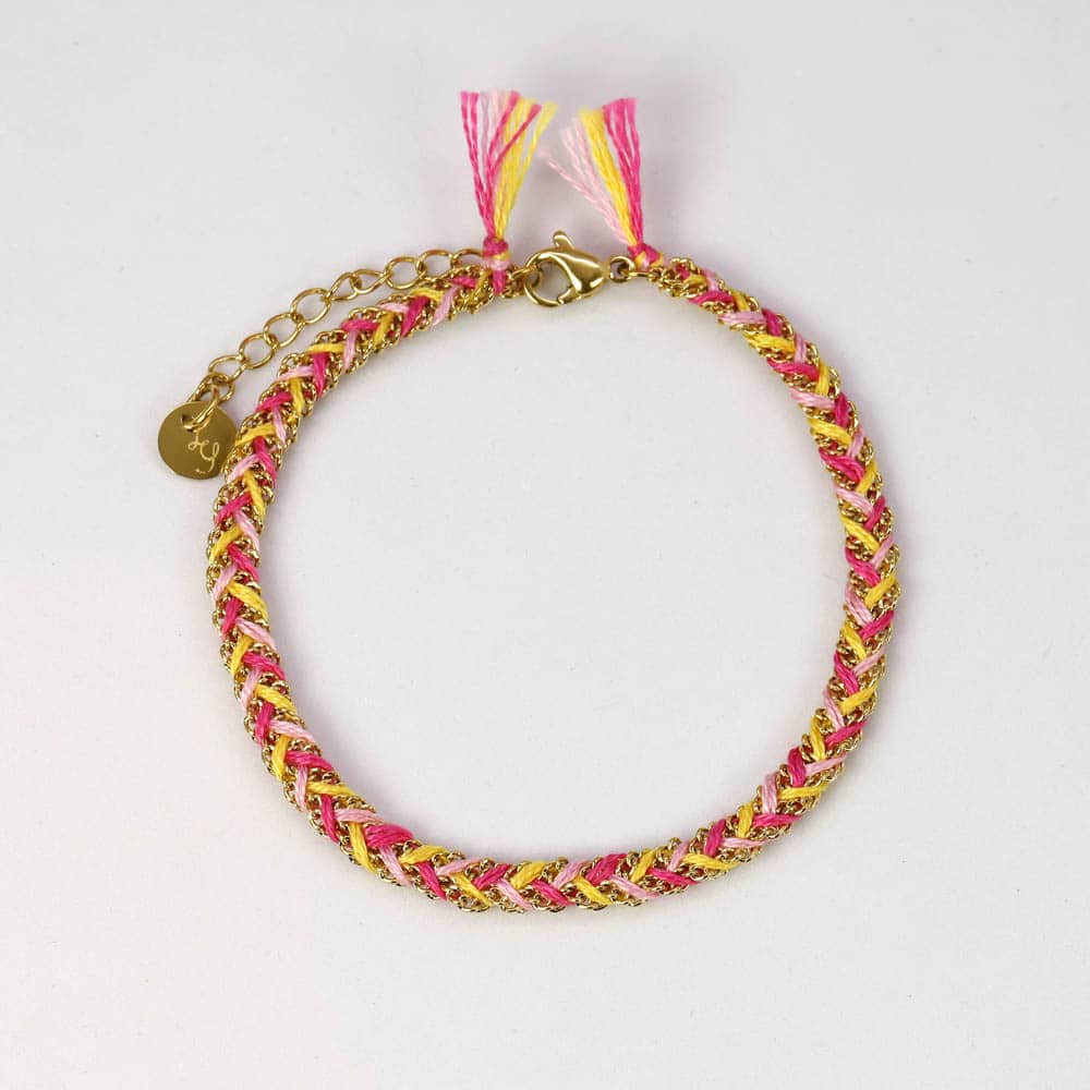 Amelle Braided Wires Gold Links Bracelet