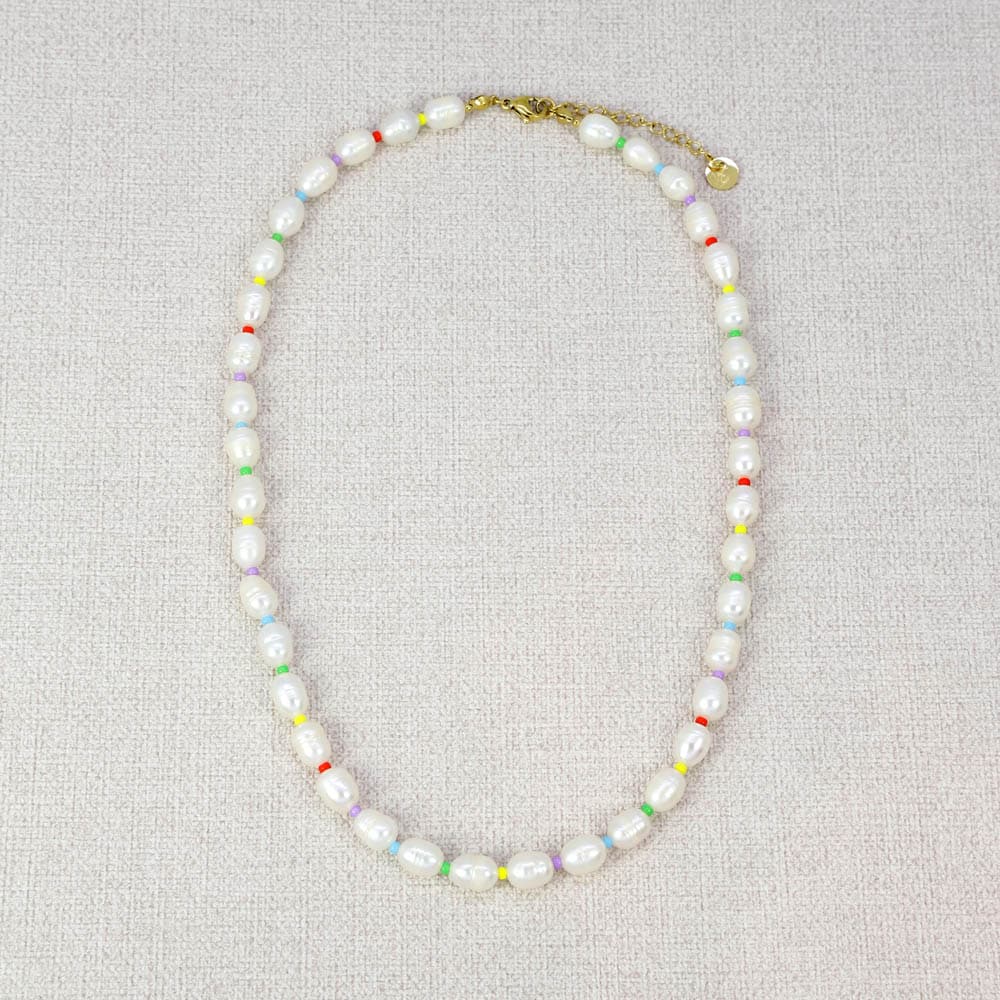 Aina II Big Pearls Multicolored Beads Necklace