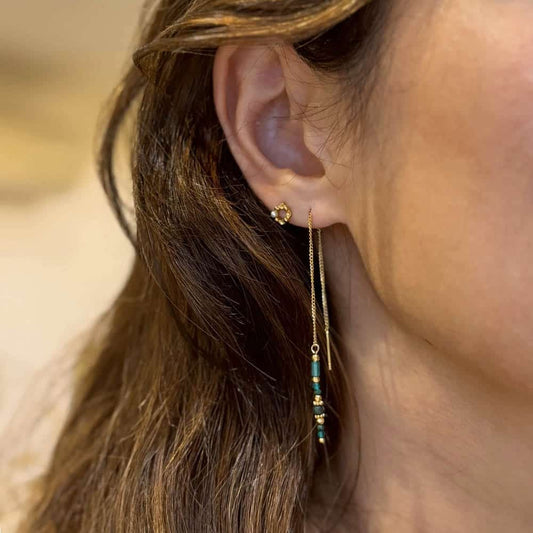 Phoryne Stone Drop Chain Earrings