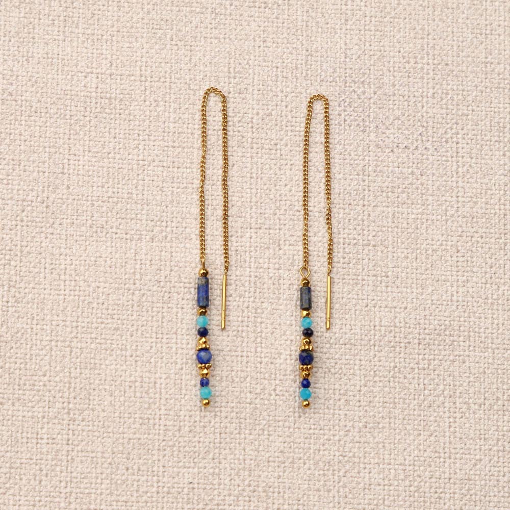 Phoryne Stone Drop Chain Earrings