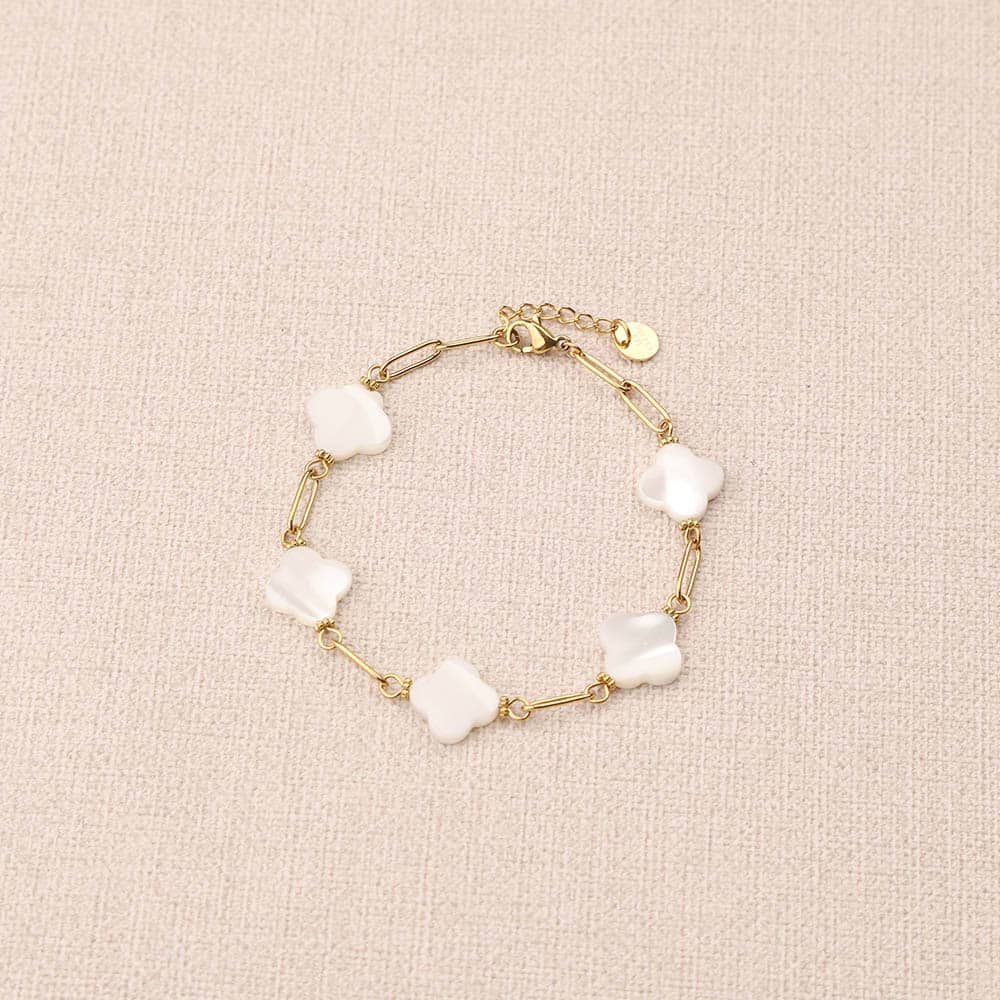 Orelise Big Mother-Of-Pearl Clovers Bracelet