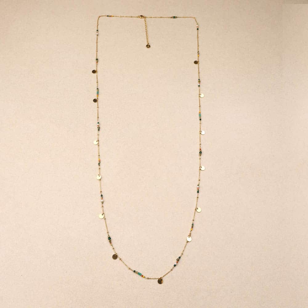 Nivaria multi stones pearl long necklace