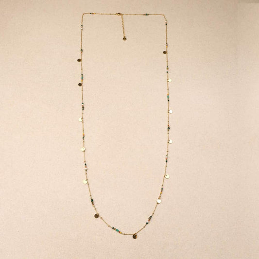 Nivaria multi stones pearl long necklace