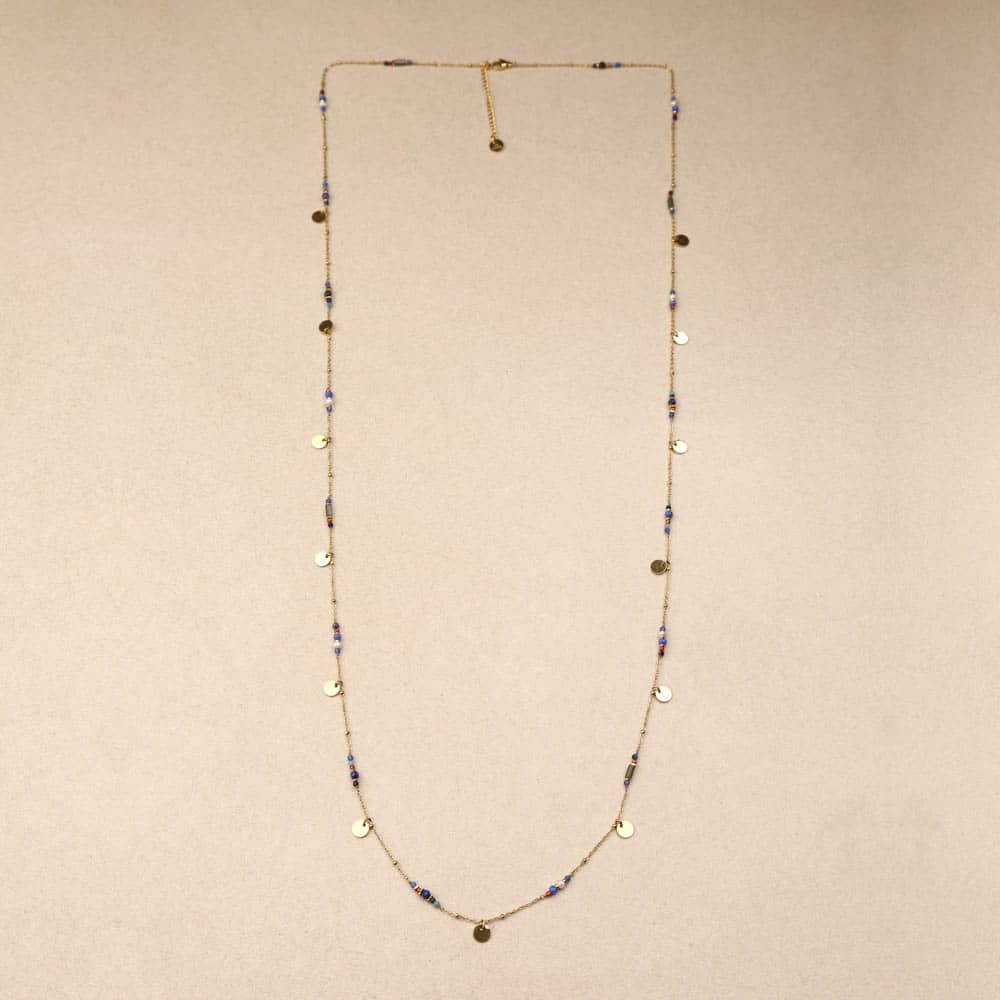 Nivaria multi stones pearl long necklace