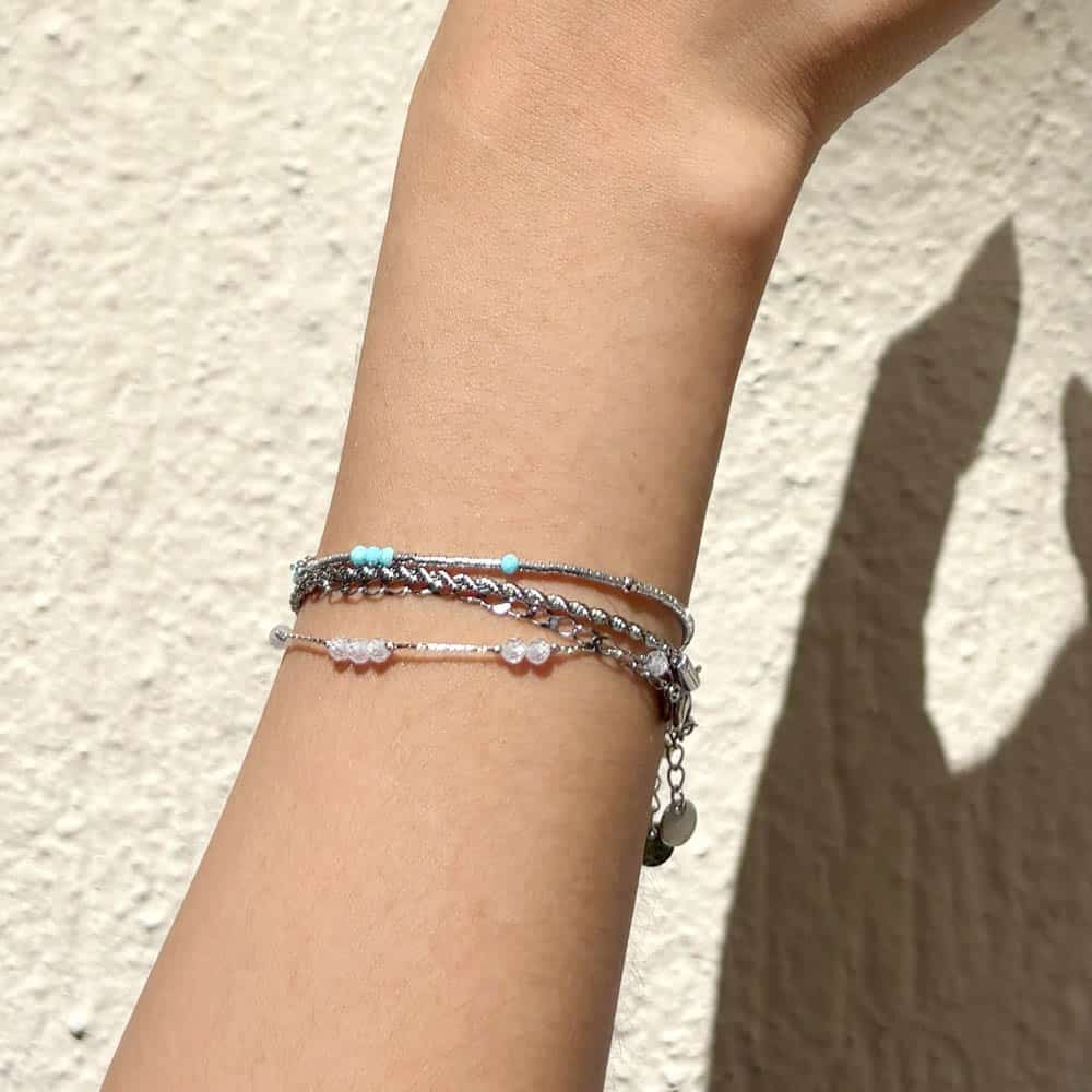 Biba Crystal Beads Silver Bracelet