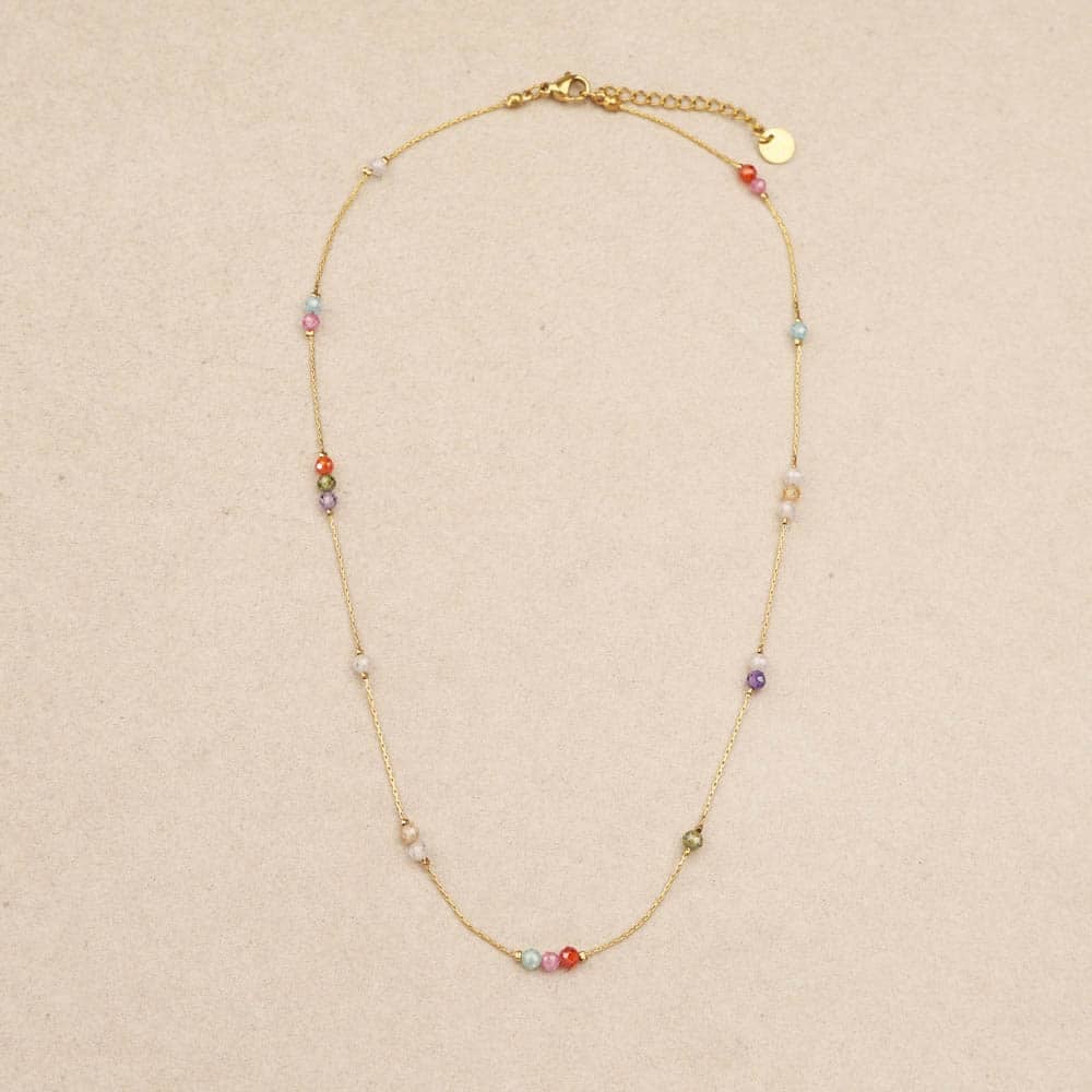 Biba Crystal Beads Gold Necklace