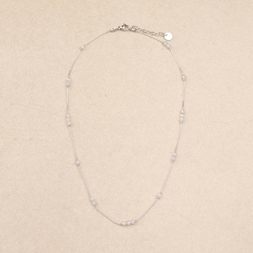 Biba Crystal Beads Silver Necklace