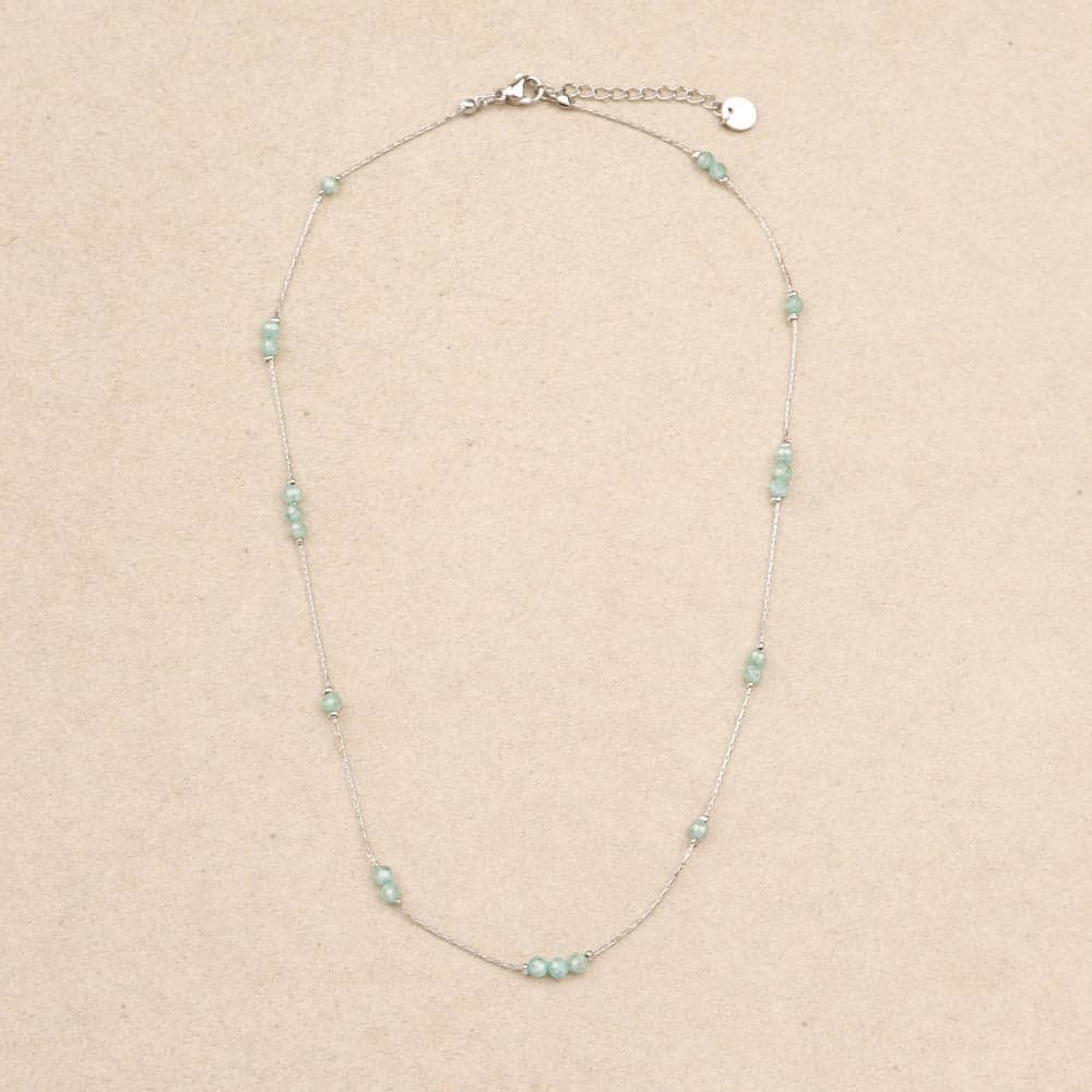 Biba Crystal Beads Silver Necklace