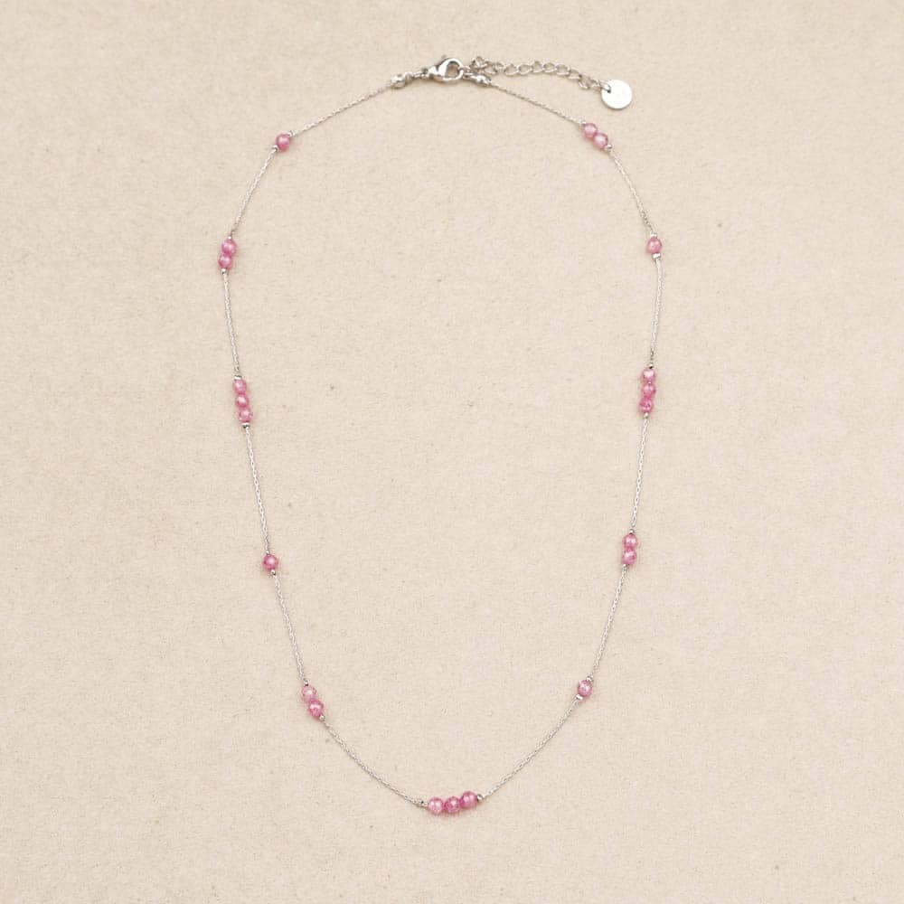 Biba Crystal Beads Silver Necklace