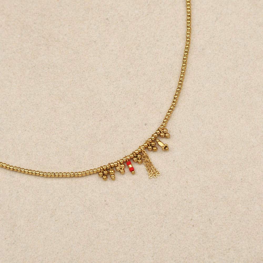 Silliya Gold Beads Necklace