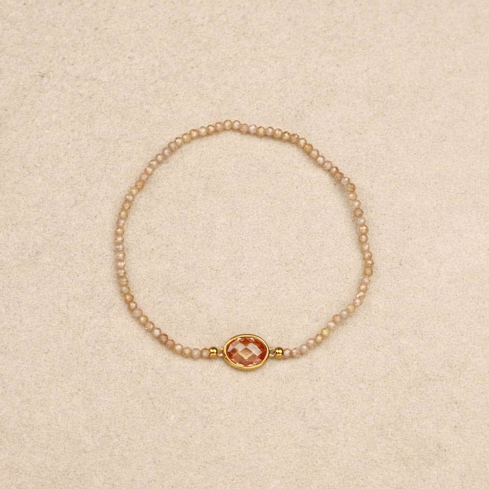 Aelise Beige Crystal Elastic Bracelet
