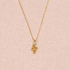 Gold snake pendant necklace with rhinestone