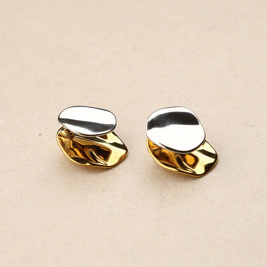 Almee 2-part hammered motif Earrings gold silver