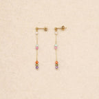 Biba Drop Chain Gold Earrings Multicolor