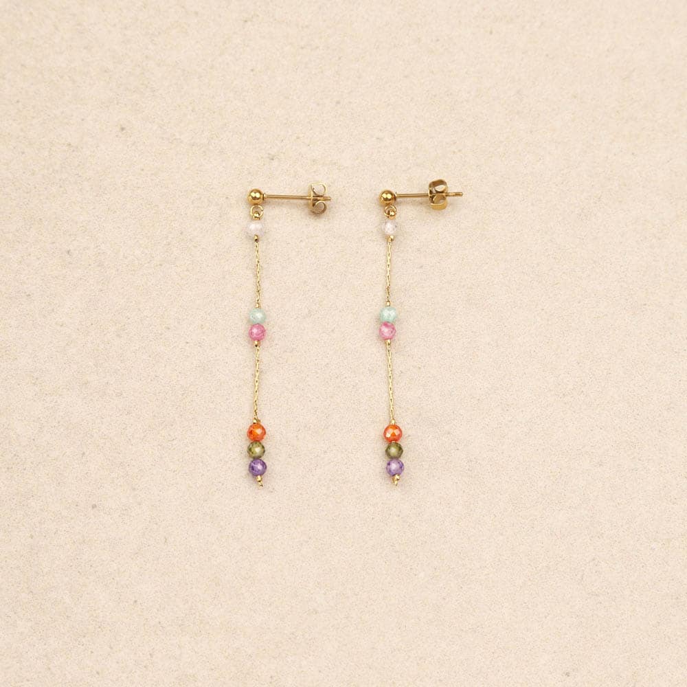 Biba Drop Chain Gold Earrings Multicolor