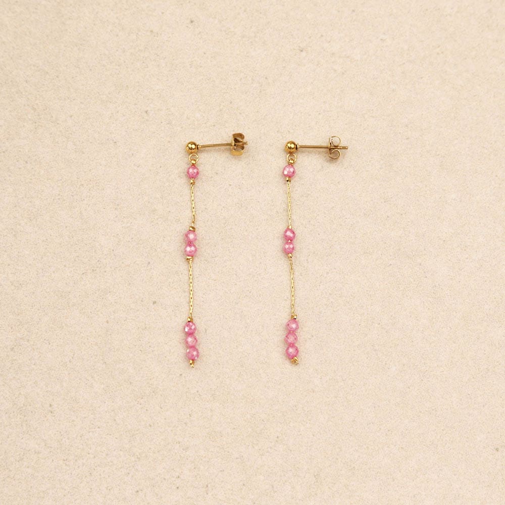 Biba Drop Chain Gold Earrings Pink