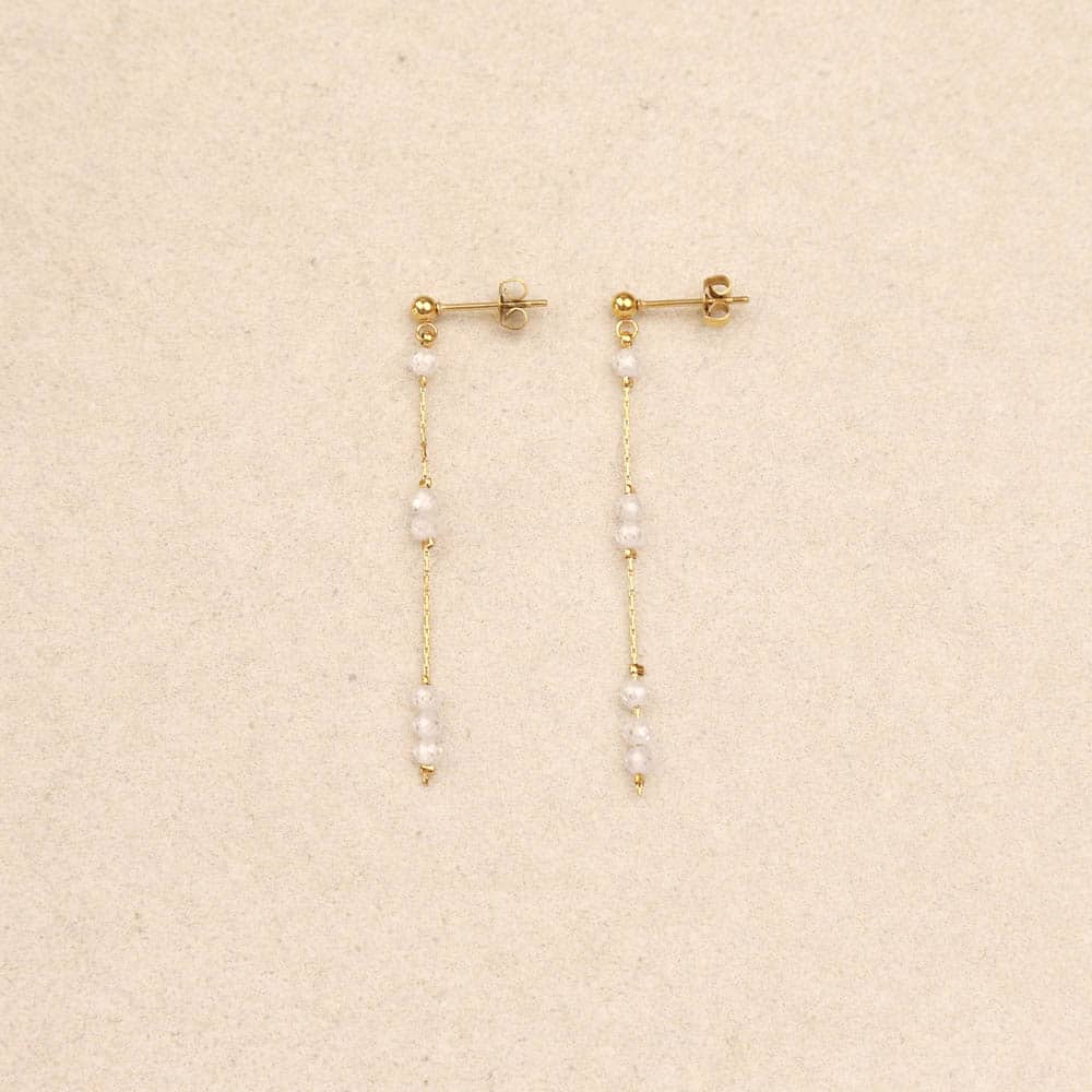 Biba Drop Chain Gold Earrings White