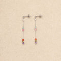 Biba Drop Chain Silver Earrings Multicolor