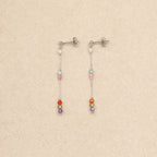 Biba Drop Chain Silver Earrings Multicolor