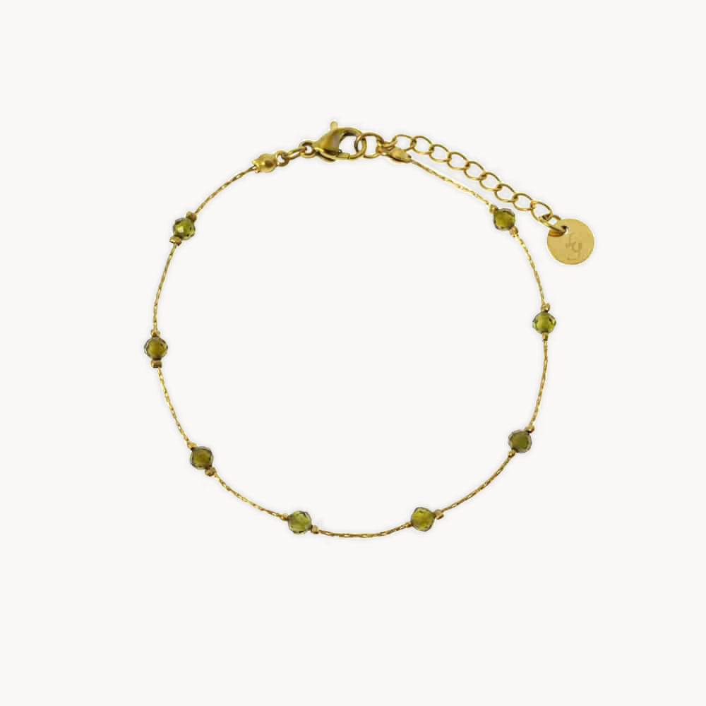 Bibi Khaki crystal beads gold bracelet
