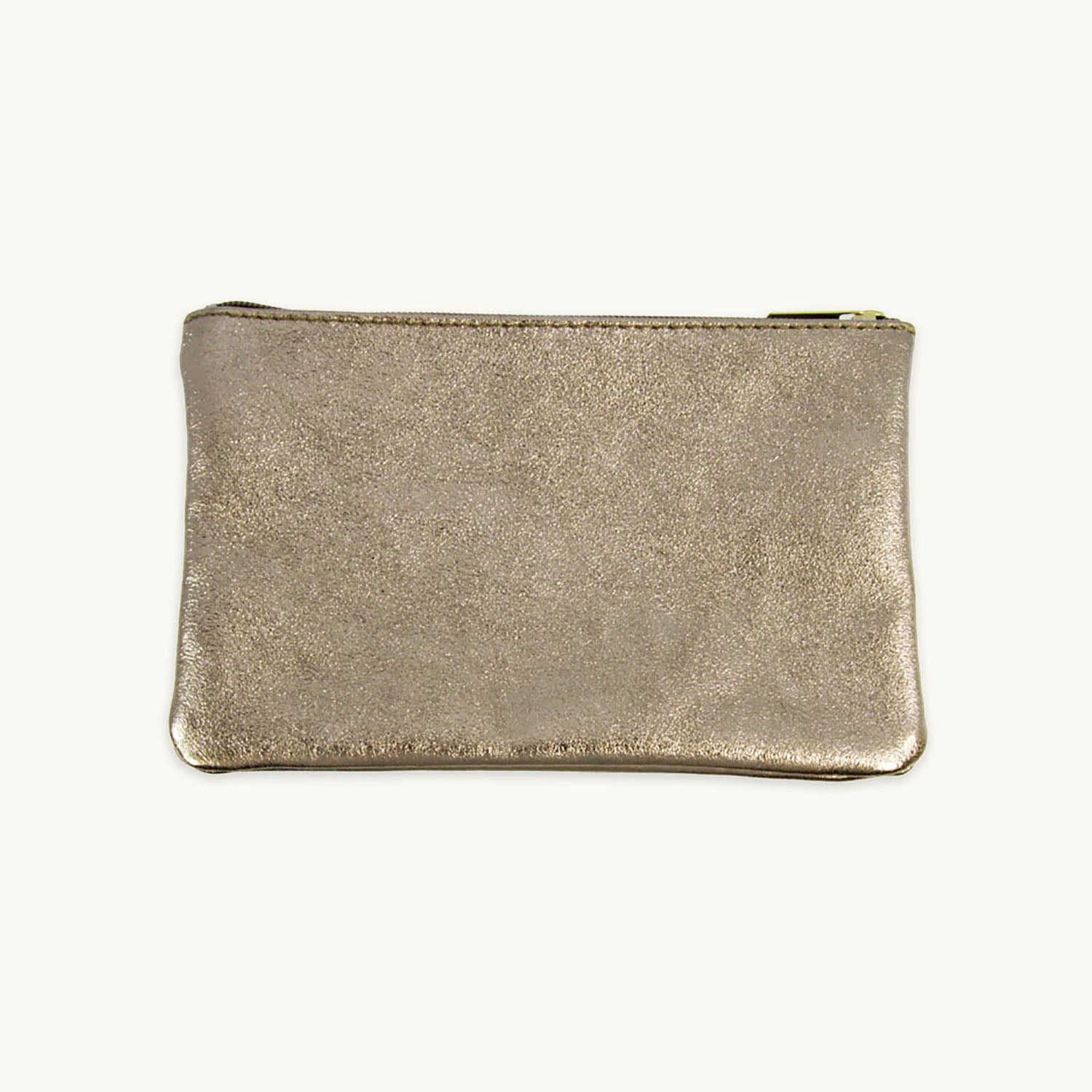 Champagne Gold Metallic Zip Pouch L Size