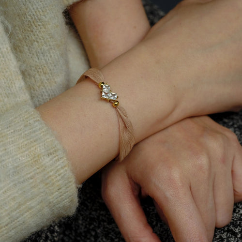 Isalya rhinestones heart fabric Bracelet