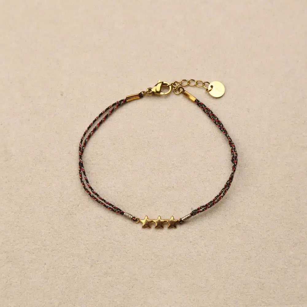Daniella 3 stars Black Lurex Thread Bracelet